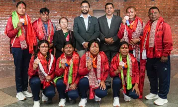 पदक विजेता बिच कबड्डी टोलीको स्वागत