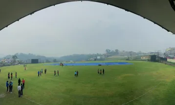 कीर्तिपुरमा वर्षाले खेल रोकियो: २९० रनको लक्ष्य पछ्याएको युएईको मध्यम सुरुवात