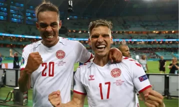 सन् १९९२ पछि डेनमार्क पहिलो पटक यूरो कप फुटबलको सेमीफाइनलमा