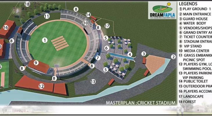 फाप्ला अन्तर्राष्ट्रिय क्रिकेट रङ्गशालालाई साढे ३८ विघा जग्गा