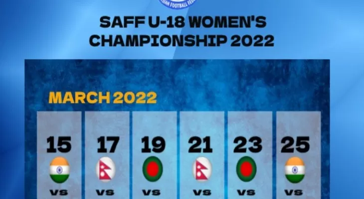 यू–१९ महिला साफ च्याम्पियनसिपको पहिलो खेलमा नेपालले भारतसँग प्रतिस्पर्धा गर्ने