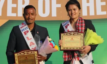 अरुणा शाही र विराज महर्जनलाई सर्वोत्कृष्ट खेलाडी अवार्ड