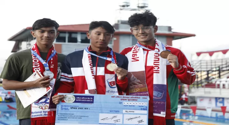 पौडी : ५० मिटर बटरफ्लाईमा एपीएफका तेन्जिङलाई स्वर्ण