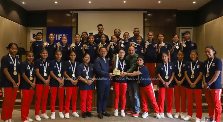 साफ च्याम्पियनशिप विजेता खेलाडीलाई सम्मान