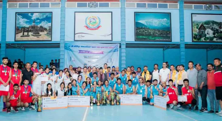 बास्केटबल प्रतियोगिताको उपाधि वडा २ र ४ लाई