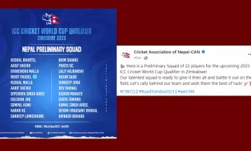विश्वकप छनोटका लागि प्रारम्भिक टोली घोषणा