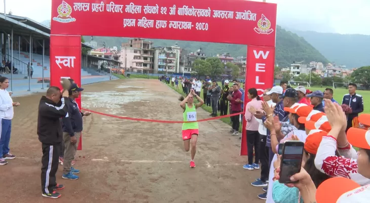 पुलिस क्लबकी राममायाले जितिन प्रथम महिला हाफ म्याराथनको उपाधि
