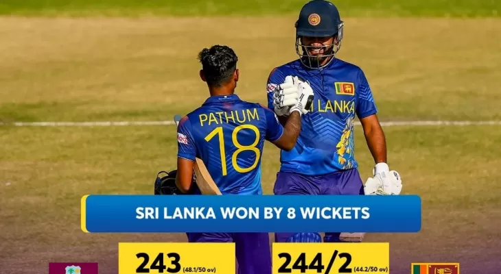 सुपर सिक्सको अन्तिम खेलमा श्रीलंकाले वेस्ट इन्डिजलाई ८ विकेटले हरायो
