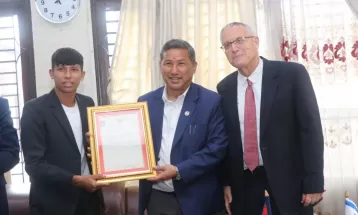 Sabitra Bhandari is praised by Minister Limbu for being chosen to play football in Europe