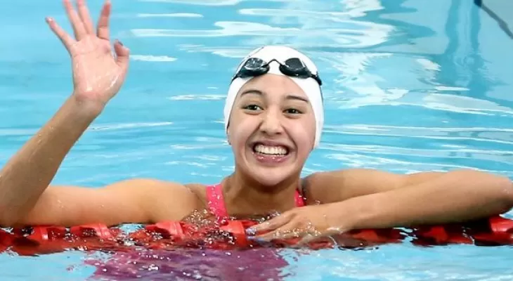 Gaurika sets a new national record in swimming
