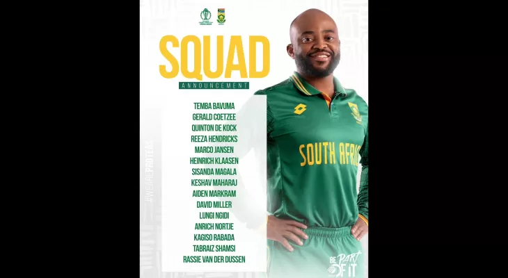 एकदिवसीय विश्वकपका लागि दक्षिण अफ्रिकाको टोली घोषणा