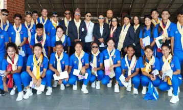 एसियाडका लागि राष्ट्रिय महिला फुटबल टोली चीन प्रस्थान