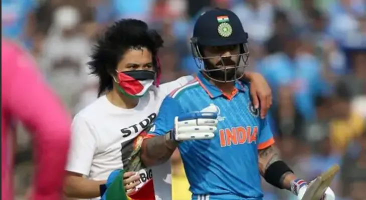 विश्वकप क्रिकेटको फाइनल खेलमा प्यालेस्टाइन समर्थक अचानक मैदानभित्र पसेपछि....