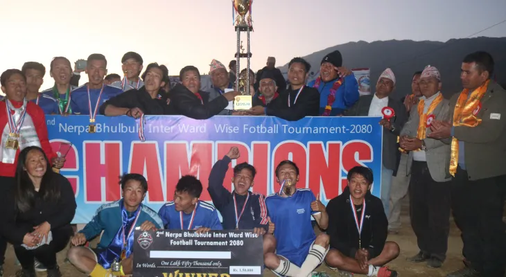 दोर्पाचिउरीडाँडाले जित्यो ‘नेर्पा भुलभुले फुटबल’को उपाधि