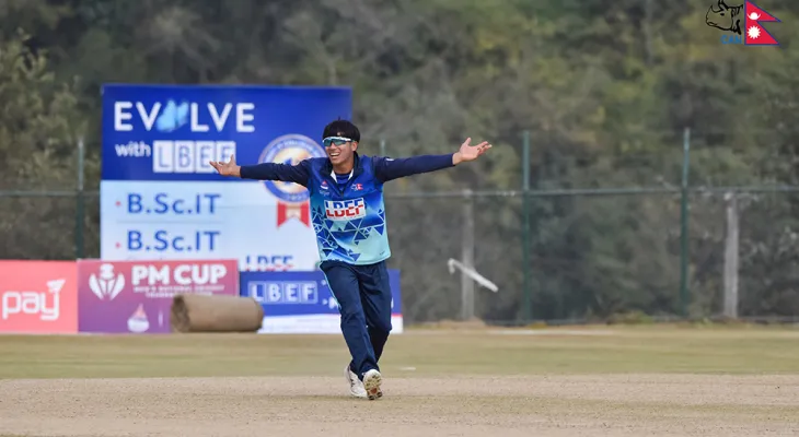 सुर्य तामाङले पाँच विकेट लिएपछि आर्मी ९७ रनमा अलआउट