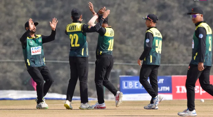 प्रधानमन्त्री कप क्रिकेट : आर्मीले कोशीलाई ९ विकेटले हरायो, आलमले लिए ६ विकेट