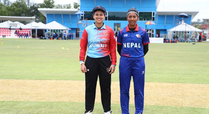कुवेतविरुद्ध नेपालले पहिला फिल्डिङ गर्दै