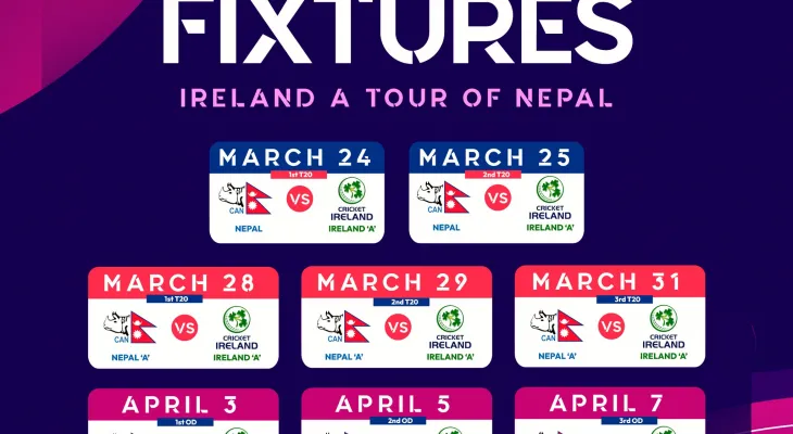 आयरल्याण्ड क्रिकेट टिम नेपाल आउदै, टी-२० तथा एकदिवसीय सिरिज खेल्ने