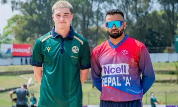 आयरल्याण्ड वोल्भ्सविरुद्ध टस हारेर नेपाल ए ले पहिला ब्याटिंग गर्दै