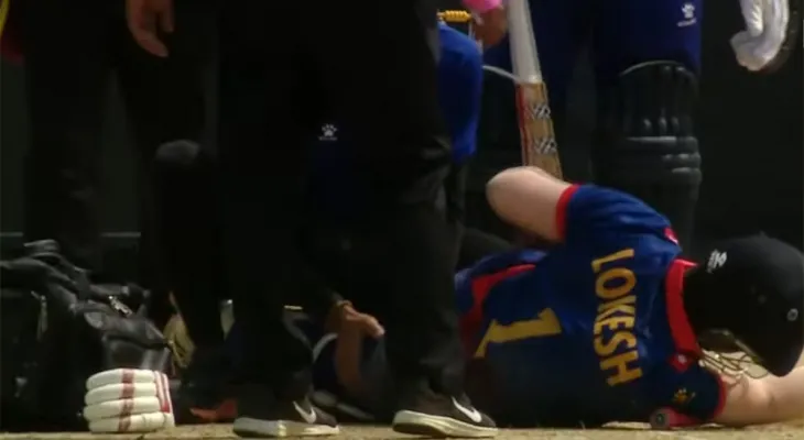 ब्याटिंगको क्रममा लोकेश बम घाइते