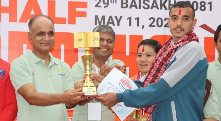 प्रथम कर्णाली हाफ म्याराथनको पुरुषतर्फ सेनाका रावत विजयी