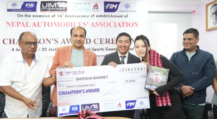 मोटर स्पोर्ट्सका ९ जनालाई च्याम्पियन्स अवार्ड