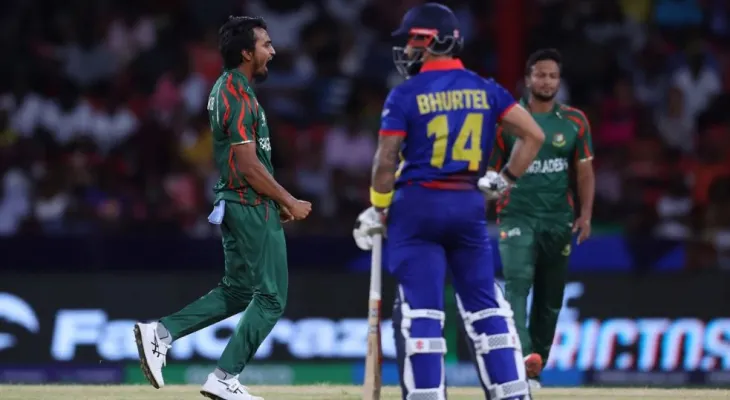 आईसीसी ट्वान्टी–२० विश्वकप : नेपाललाई पराजित गर्दै बंगलादेश सुपर–८ मा