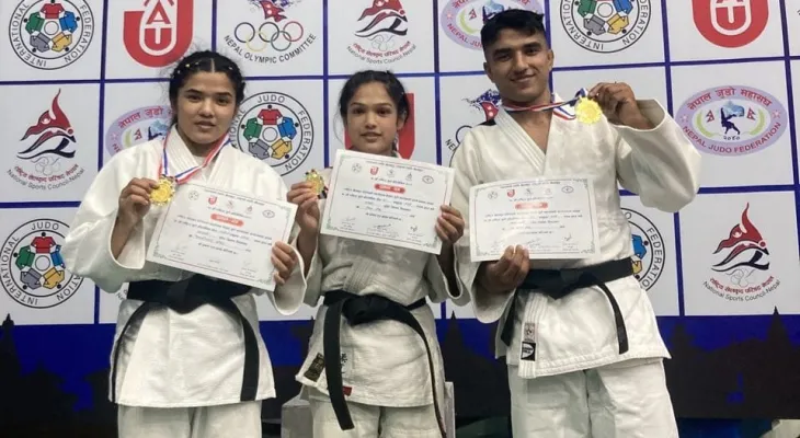 राष्ट्रिय जुडोमा एकै परिवारका तीन खेलाडीलाई स्वर्ण