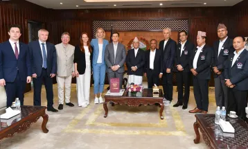 प्रधानमन्त्रीसँग रुसी महिला भलिबल टोलीको भेट