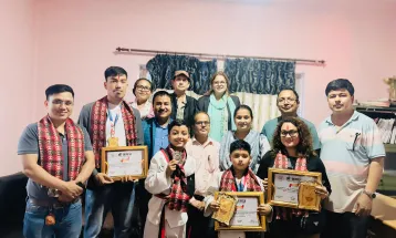 तेक्वान्दो पदक विजेतालाई श्री समाजको सम्मान