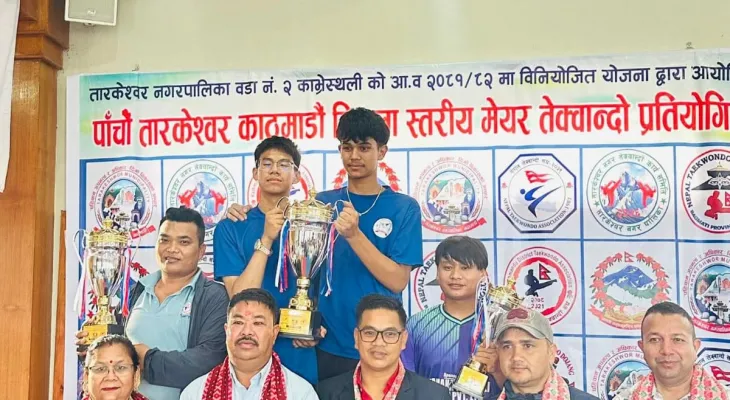Kabhresthali Taekwondo Dojang Crowned Team Champion in Tarkeshwar Mayor's Cup