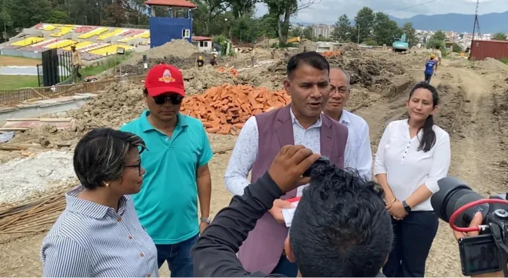 राखेप उपाध्यक्ष ध्रुव आचार्यद्वारा कीर्तिपुर क्रिकेट रंगशालाको निरीक्षण