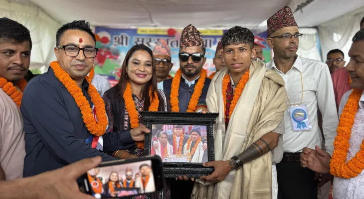 कप्तान सबित्रा भण्डारी ‘साम्बा’लाई चितवनमा भव्य सम्मान