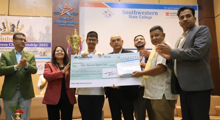 Purushottam Silwal Wins Title at First South Western State Inter-College Chess Tournament