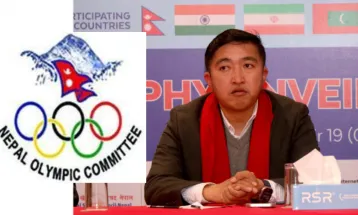 नेपाल ओलम्पिक कमिटिको तदर्थ समितिको प्रतिनिधिमण्डल र राखेप सदस्य–सचिव घिसिङबीच शिष्टाचार भेट