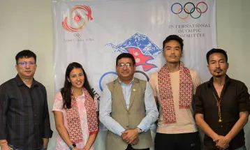 नेपाल ओलम्पिक कमिटीका अध्यक्ष जीवनराम श्रेष्ठद्वारा खेलाडीहरूको विदाइ