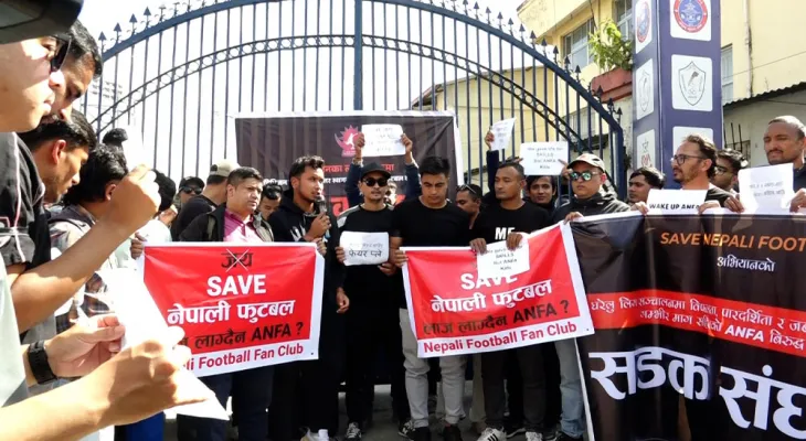 Footballers Protest at ANFA Headquarters, Demand Immediate A-Division League