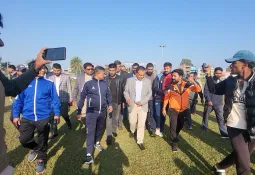 उर्जा मन्त्री घिसिङ र खेलकुद मन्त्री गुप्ताद्वारा जनकपुरधामको निर्माणाधिन रंगशालाको निरीक्षण