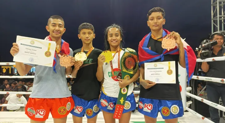 Sushma Chaudhary and Puskardev Malla Win Gold at 6th Kun Khmer World Championship