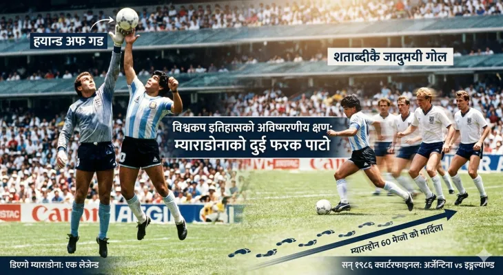 विश्वकप इतिहासको अविष्मरणीय क्षण: 'ह्यान्ड अफ गड' र म्याराडोनाको त्यो जादुमयी गोल